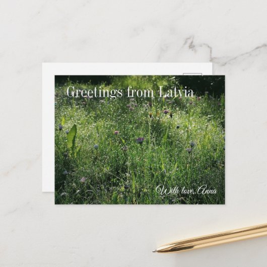 Custom Greetings from Latvia Wildflower Photograph ポストカード (正面/裏面インサイチュ)