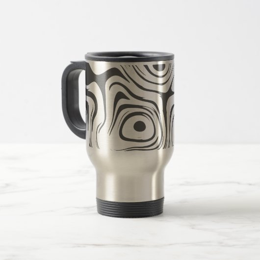 Custom Grey Abstract Swirly Pattern Personalised トラベルマグ (正面左)