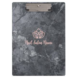 Custom Grey Marbel Nail Salon Clipboard with Logo  クリップボード