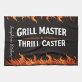 Custom Grill Master Thrill Caster BBQ Fire Dad Nam キッチンタオル (横)