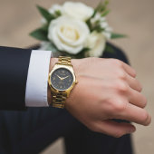 Custom Groom Wedding Gift  Elegant Gold & Charcoal 腕時計