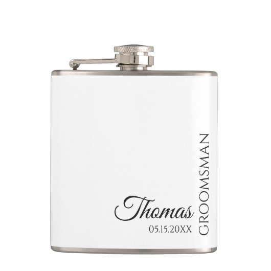 Custom Groomsman Best Man Wedding Monogram フラスク (正面)