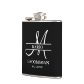 Custom Groomsman Best Man Wedding Monogram Black  フラスク (左)
