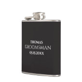 Custom Groomsman Best Man Wedding Monogram Black  フラスク (左)