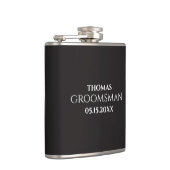 Custom Groomsman Best Man Wedding Monogram Black  フラスク (右)