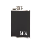 Custom Groomsman Best Man Wedding Monogram Black  フラスク (左)