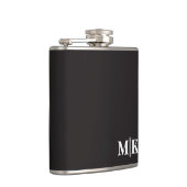 Custom Groomsman Best Man Wedding Monogram Black  フラスク (右)