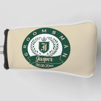 Custom Groomsman Name Laurel Wreath Wedding ゴルフヘッドカバー