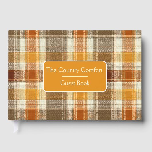 Custom Guest Book Gingham Style Vacation Rentals ゲストブック (正面)