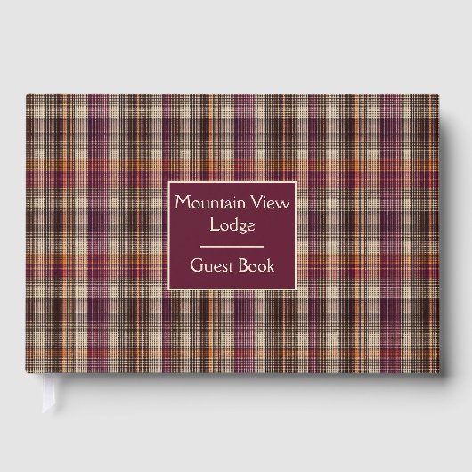 Custom Guest Book Gingham Style Vacation Rentals ゲストブック (正面)