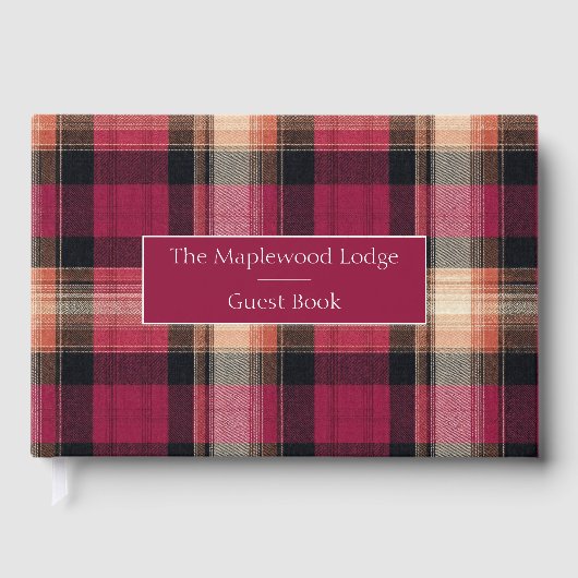 Custom Guest Book Gingham Style Vacation Rentals ゲストブック (正面)