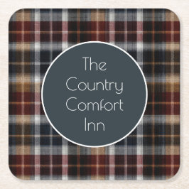 Custom Guest Coaster Gingham Vacation Rentals スクエアペーパーコースター