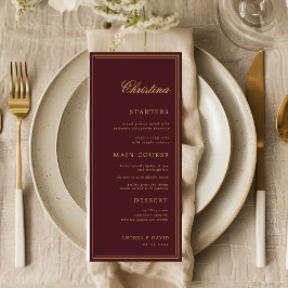 Custom Guest Name Burgundy Gold Place Card Menu メニュー