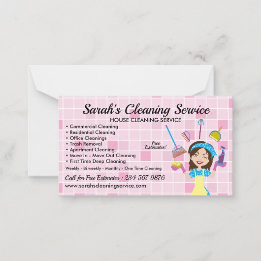 Custom Hair Color Lady House Cleaning Service ノートカード (正面)