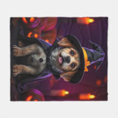 Custom Halloween Pet Blanket | Spooky & Cute Gift フリースブランケット (正面(横))