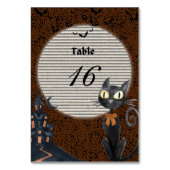 Custom Halloween Table Number Card Black Cat Spook テーブルナンバー (正面)