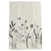 Custom Hand Drawn Botanical Thank You Gift Bag  ミディアムペーパーバッグ (裏面)