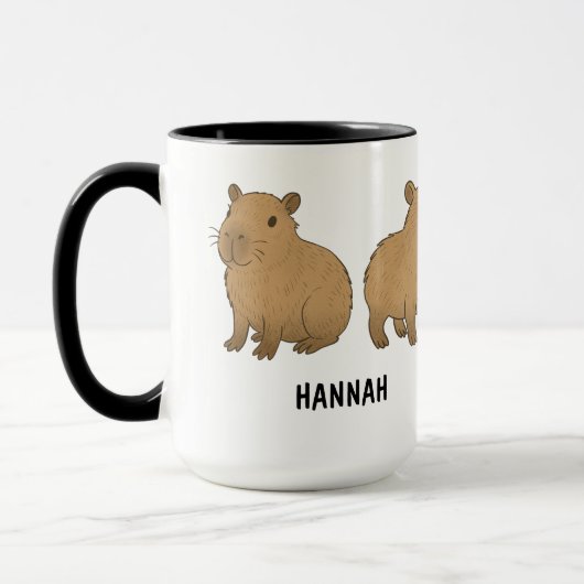 Custom Hand Drawn Cute Capybara Coffee マグカップ (左)