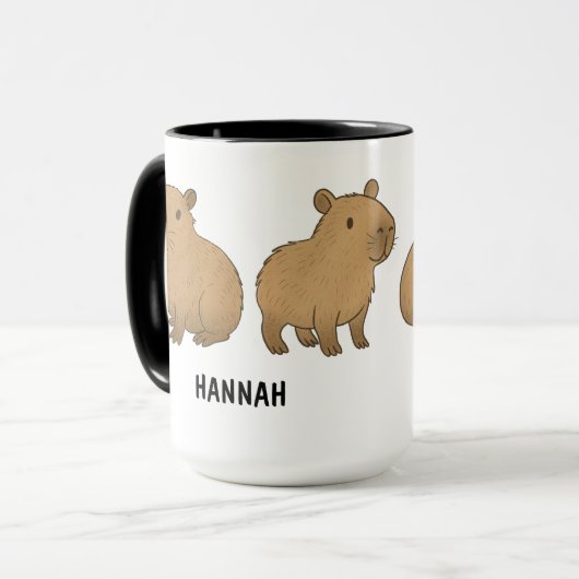 Custom Hand Drawn Cute Capybara Coffee マグカップ (正面左)