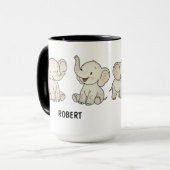 Custom Hand Drawn Cute Elephant Coffee マグカップ (正面左)