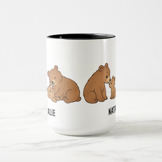Custom Hand Drawn Cute Mama Bear Best Mom Ever  マグカップ (中央)