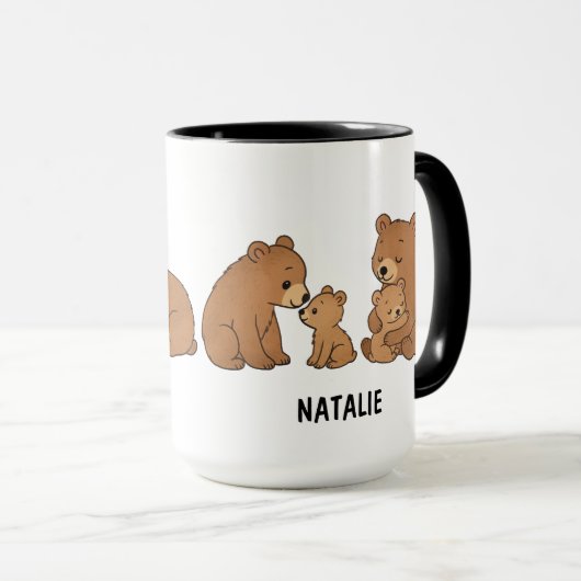 Custom Hand Drawn Cute Mama Bear Best Mom Ever  マグカップ (正面右)