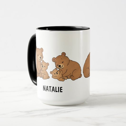 Custom Hand Drawn Cute Mama Bear Best Mom Ever マグカップ (正面左)
