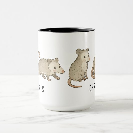 Custom Hand Drawn Cute Opossum Coffee マグカップ (中央)