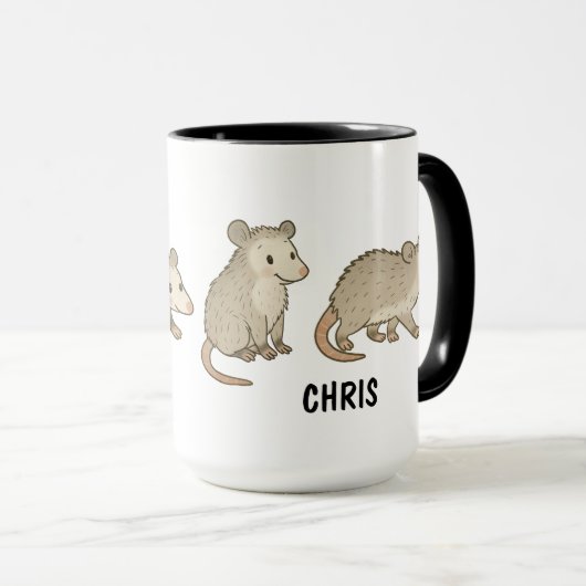 Custom Hand Drawn Cute Opossum Coffee マグカップ (正面右)