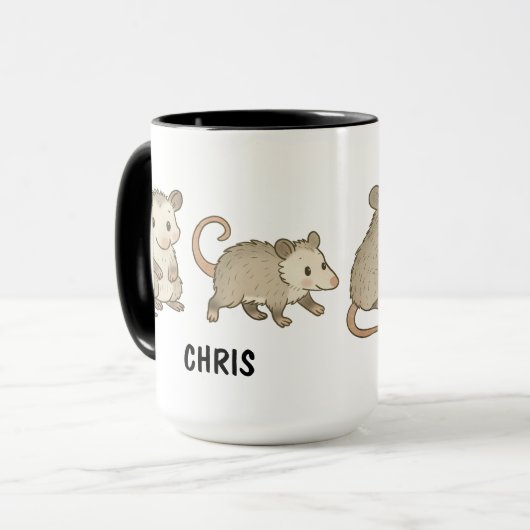 Custom Hand Drawn Cute Opossum Coffee マグカップ (正面左)