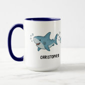 Custom Hand Drawn Cute Shark Coffee マグカップ (左)