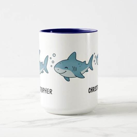 Custom Hand Drawn Cute Shark Coffee マグカップ (中央)