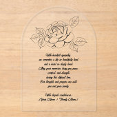 Custom Hand Drawn Flower Sympathy Acrylic Card アクリル招待状 (正面)
