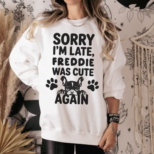 Custom Hand Drawn Funny French Bulldog Mama スウェットシャツ