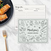 Custom Hand Drawn Kitchen Utensils Recipe Card