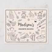 Custom Hand Drawn Kitchen Utensils Recipe Card (裏面)