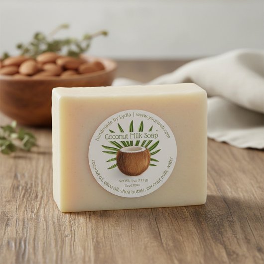 Custom Handmade Coconut Soap Business Label ラウンドシール