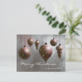 Custom Hanging Christmas Baubles Copper on Silver  ポストカード (スタンド正面)