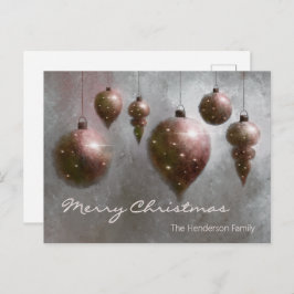 Custom Hanging Christmas Baubles Copper on Silver  ポストカード
