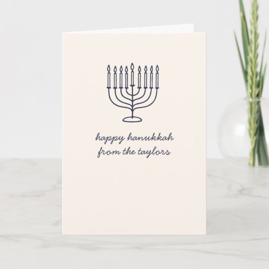 Custom Hanukkah Menorah Minimalist Doodle Letter シーズンカード (正面)