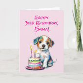 Custom Happy 3rd Birthday Congratulations, Girl,  カード (正面)