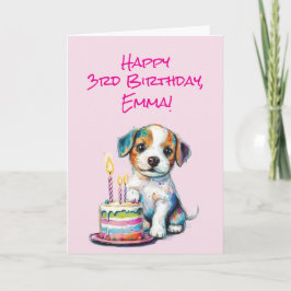 Custom Happy 3rd Birthday Congratulations, Girl, カード