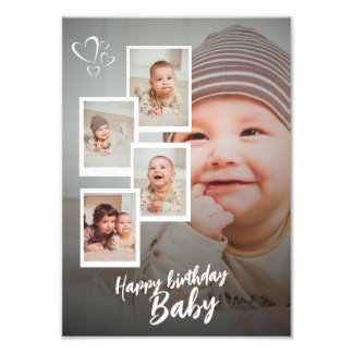 Custom Happy Birthday Baby Photo Collage Plaque フォトプリント