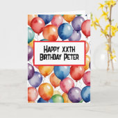 Custom Happy Birthday balloons WATERCOLOR  カード (黄色い花)