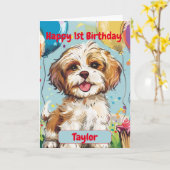 Custom Happy Birthday Congratulations, Havanese, カード (黄色い花)