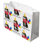 Custom Happy Birthday Mom B & W Bernedoodle ラージペーパーバッグ (裏面アングル)