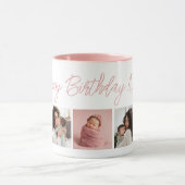 Custom Happy Birthday Nana 5 Photo Collage Pink マグカップ (中央)