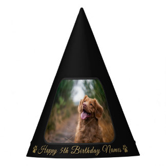 Custom Happy Birthday Pet Dog Photo Picture Name パーティーハット