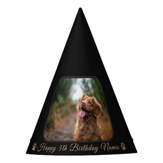 Custom Happy Birthday Pet Dog Photo Picture Name パーティーハット (正面)