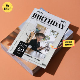 Custom Happy Birthday Photo Magazine Cover Card 